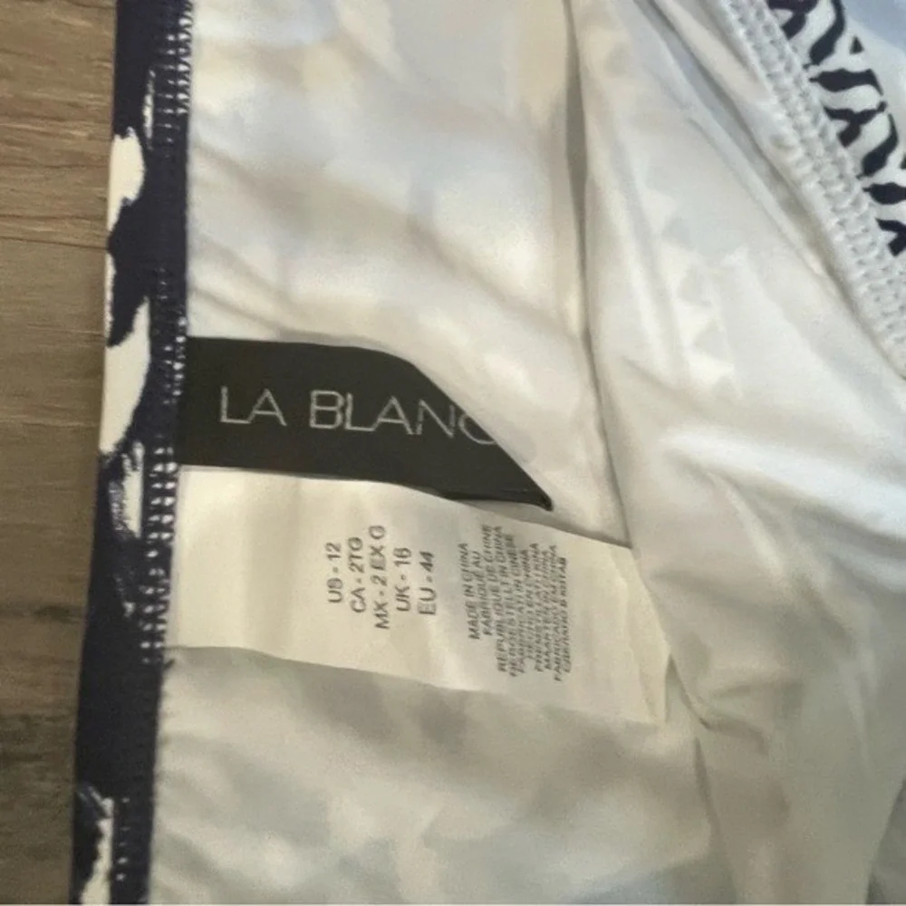 La Blanca Navy White Floral Geometric Bikini Bottoms 2 Pack NWT Size 12